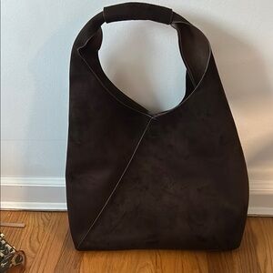 Faux suade brown bag
